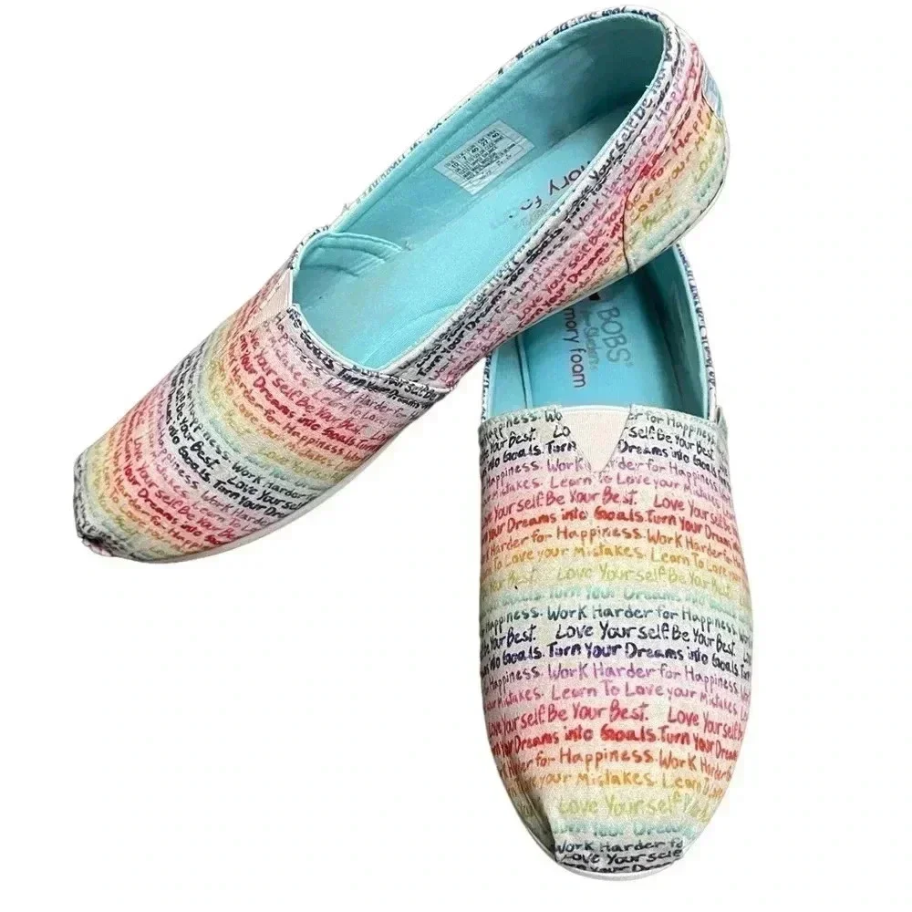 BOBS by Skechers Inspire Me Alpargata Slip On Flat Shoes Rainbow Women’s size 10